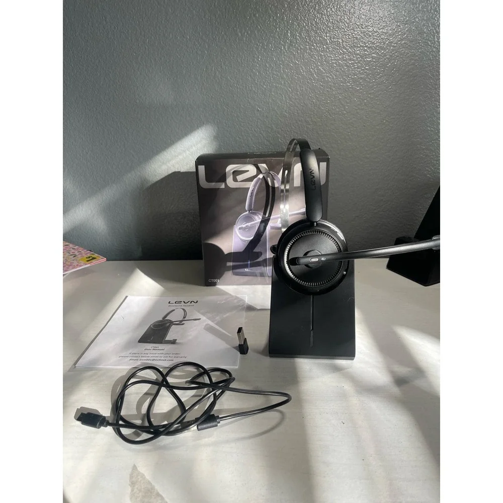 LEVN CT001 Wireless Headset with Microphone for Call Center/Office/Work